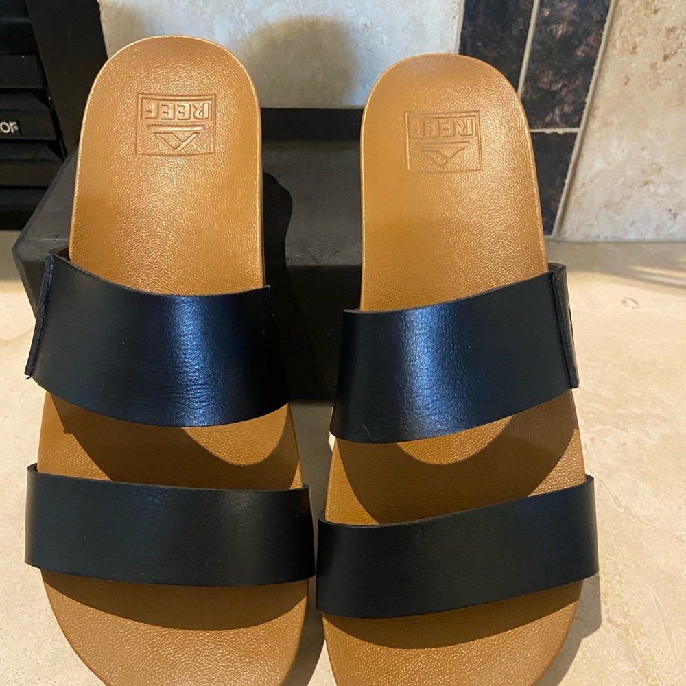 Reef Black and Brown Slide Sandals